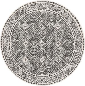 Ковер SAFAVIEH, 92 x 92 см, коллекции Micro-Loop — Black & Ivory, ручной работы из шерсти, идеально для гостиной, столовой, спальни (MLP803Z)