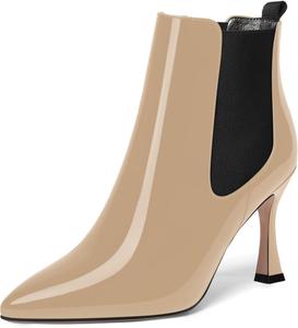 Женские вечерние ботильоны SKYSTERRY с застежкой на липучке, зауженным носком, высоким каблуком типа «катушка» 3,3 дюйма