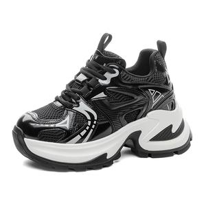 Shoe cabinet floral language Антискользящие и износостойкие низкие массивные кроссовки для женщин с увеличением роста - черные, увеличение роста на 9 см