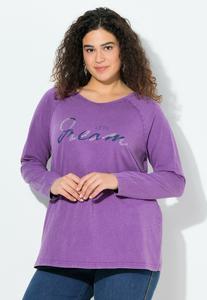 Топ Ulla Popken DREAM RHINESTONE LETTERING LONG SLEEVE, Pale Plum/Purple