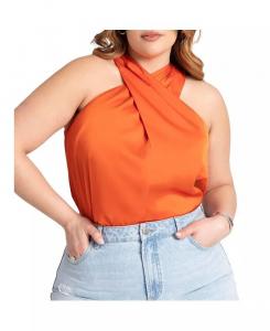 Топ больших размеров с бретелькой на шее ELOQUII, оранжевый