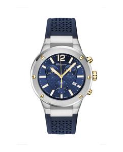Часы F-80 Chrono из силикона Salvatore Ferragamo, цвет black/stainless steel/blue