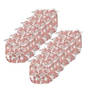 ABAKUHAUS Cherry Blossom Подушки для обеденного стула Натуральная декоративная водонепроницаемая подушка с ремнями для кухонных сидений 40 см x 40 см Упаковка из 12 коралловых румян белого цвета, коричневый