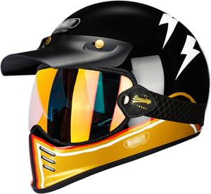 Легкий мотоциклетный шлем с полной защитой лица, одобренный DOT, гоночный мотоциклетный шлем с защитными очками, винтажный открытый шлем-«джет» для круизеров, скутеров, туристических мопедов, XXL = 63-64 см, B1 ZoikoM