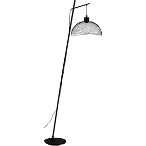 Торшер Pompeya E27 Металлическая корзина плетеная, черный, винтаж, Хюгге, Бохо, 1-Flame Eglo, черный