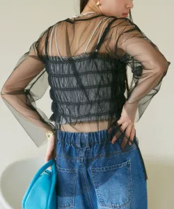 Топ из тюля и бюстье-топ Vis, цвет Black (01)