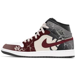 Jordan Air 1 устойчивые к истиранию кроссовки Mid Top Vintage для мужчин, темно-красный