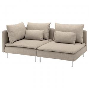 3-местный диван SÖDERHAMN IKEA, цвет with open end/hillared beige