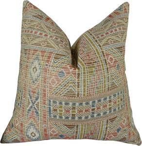 Thomas Collection Декоративная подушка Aztec в стиле бохо с текстурированной поверхностью Blue Red Brown Tan Cream