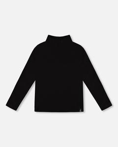 Супермягкий ребристый топ с высоким воротником черный Deux par Deux