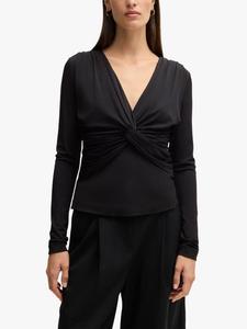 BOSS Eulori топ с крученым передом из джерси HUGO BOSS, Black