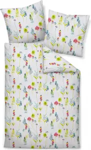 Постельное белье Janine Soft Seersucker с цветочным рисунком, разноцветное, 135 x 200 см, цветочный рисунок с яркими цветами, белый фон. Original Janine