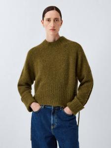 Джемпер с высоким воротником и контрастной строчкой John Lewis x REJINA PYO, Olive Green