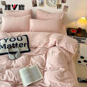 Yalu Пододеяльник 200х230 см, вельвет, флисовая подкладка, цвет Double-Sided Fleece-Lined Powder Pink Jade