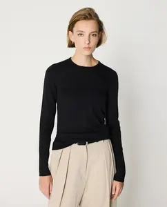 Женский джемпер с широким рубчатым узором, круглым вырезом и длинными рукавами Escorpion, черный