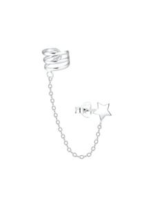 Alexander York Серьги-кафф «Звезда» с тройной линией из серебра 925 пробы