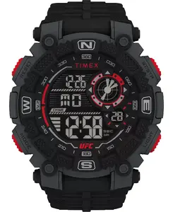 Мужские кварцевые часы UFC Redemption из черной смолы, 50 мм Timex, black