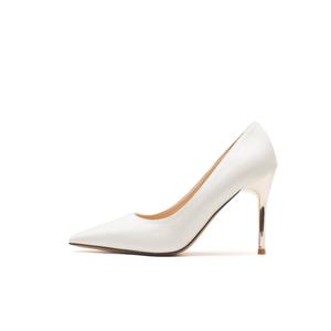 QITUMAUL Белые женские туфли на тонком каблуке [Высота каблука 9,5 см], цвет White[Heel Height 9.5cm]