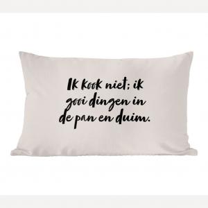 [T] Декоративная подушка MuchoWow Диванная подушка Декоративная подушка для гостиной 60 x 40 см Я не готовлю; Я бросаю вещи в кастрюлю и большой палец - серо-коричневый - цитата - чехлы на подушки - декоративные чехлы на подушки - декоративные чехлы на п