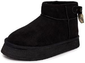 Зимние ботинки Juicy Couture для девочек с бантом, уютные ботинки на меху без застежки для маленьких и больших детей, Black