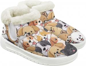 Зимние женские ботинки, утепленные флисом, теплые короткие ботильоны для улицы, противоскользящие и удобные Hechitok, Cute Dogs