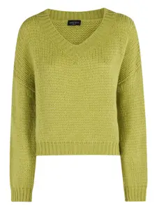 Вязаный свитер с V-образным вырезом Roberto Collina, зеленый