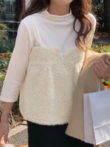 Пушистые топы-майки для женщин Doux Belle, цвет Off White