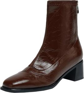 Женские квадратные ботинки на щиколотку с молнией и массивным каблуком для повседневного образа BULVJ, Brown