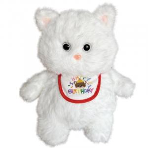 Мягкий и милый плюшевый котенок Meowth Cub, пухленькая кошачья игрушка, высота 37см Click, белый/красный