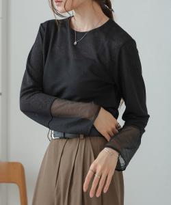 Простой топ с прозрачными рукавами