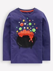 Детская хлопковая футболка с длинными рукавами Mini Boden, Blue Caldron