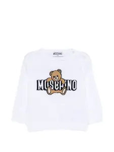 Детская футболка с логотипом Teddy Moschino Kids, белый