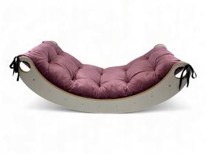 Деревянная Монтессори-качалка для маленького ребенка + розовая бархатная подушка Gugi