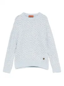 Свитер с узором шеврон и пайетками Missoni Kids, синий
