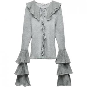 Трикотажная футболка женская серая ZARA