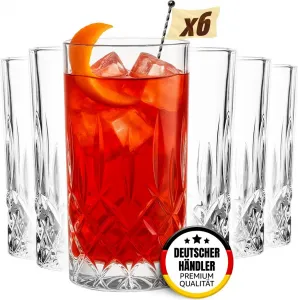 Набор из 6 стаканов для лонг-дринков Muvell Германия - стаканы для латте макиато и питьевые стаканы объемом 380 мл - толщина стекла 3 мм - идеально подходит для матча, коктейлей и воды - можно мыть в посудомоечной машине и он ударопрочный MUVELL