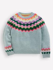 Детский джемпер Eleanor из шерстяной смеси в стиле Fair Isle Mini Boden, Blue