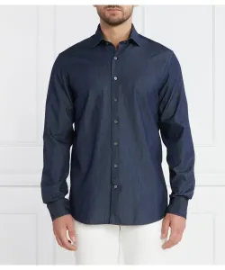 Рубашка из стираного денима с разрезом Regular fit Oscar Jacobson, синий