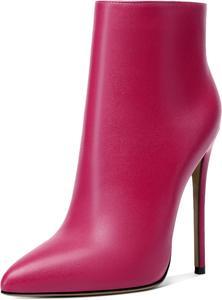 Женские ботильоны SAMMITOP на высоком каблуке-стойке, с боковой молнией, модные ботильоны, зимние туфли 4,5'', Matte Hot-Pink