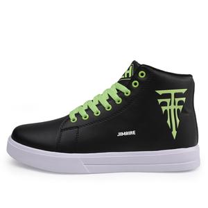 King Jinmai Мужские мидтоп скейтборд кроссовки черно-зеленые, цвет Black Green
