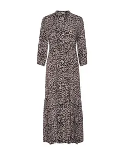 Длинное платье нейтрального цвета с анималистическим принтом и рукавами ¾ Cream, коричневый