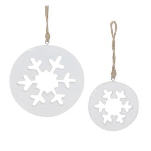 Елочная игрушка Melrose International White Wood Snowflake Cut, белый