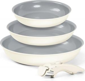 Набор сковород с антипригарным покрытием Michelangelo, 20/24/28 см, бежевый