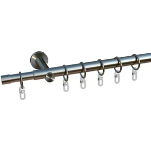 Карниз для моего дома «Шепка», 1 направляющая, выдвижной My Home, цвет edelstahlfarben