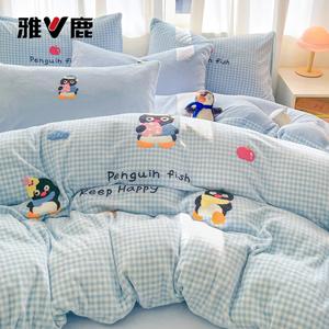 Yalu Комплект постельного белья 1,5 спальный, 4 предмета: пододеяльник 200x230 см, простыня на резинке