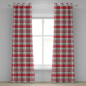 Рождественская штора на люверсах ABAKUHAUS, традиционный вязаный узор Рождественская елка и снежинки, декоративная двухпанельная штора, 280 см x 245 см, цвет: ярко-зеленый, белый Abakuhaus