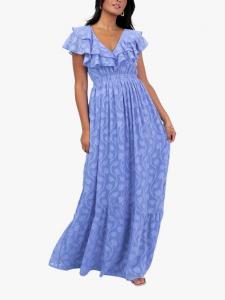 Вышитое платье макси с цветочным принтом Lovedrobe, Blue