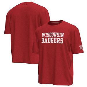 Мужская красная футболка wisconsin badgers throwback motion heavyweight Under Armour
