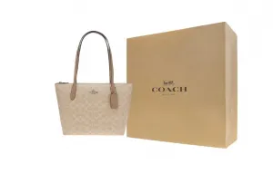 Сумка-шоппер Fiona Canvas With Leather, сумка-тоут, женская сумка, маленькая наплечная сумка Apricot COACH