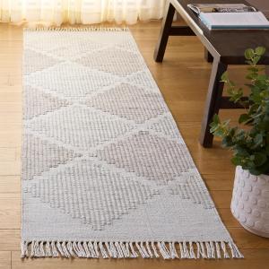 Ковер SAFAVIEH, 69 x 244 см, Kilim Collection, цвета Light Grey и Beige, ручной работы, идеально для гостиной, коридора, прихожей, входа, спальни (KLM439F)